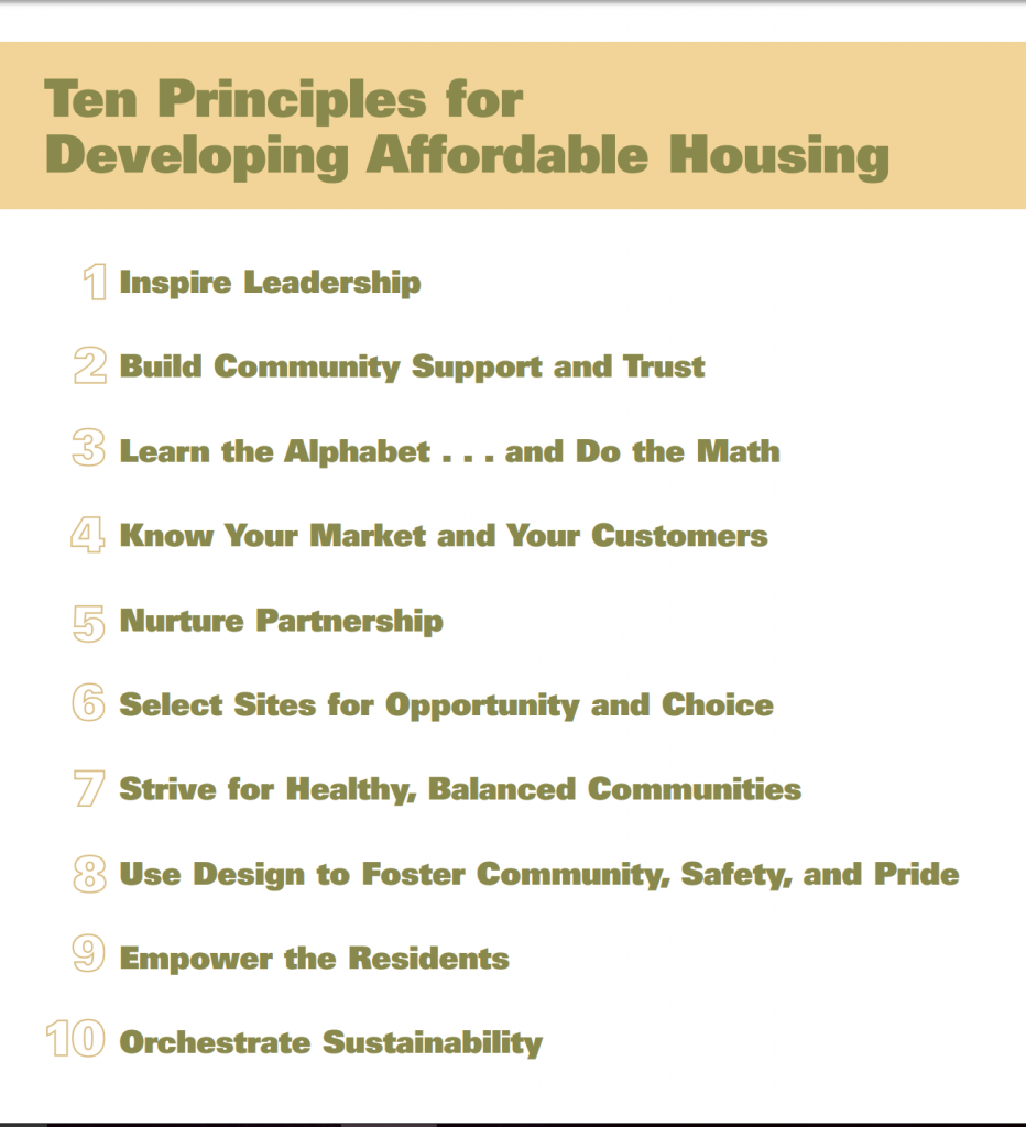 Making affordable housing projects happen: principles to achieve affordable housing